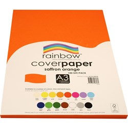 RAINBOW COVER PAPER 125GSM A3 SAFFRON ORANGE PACK 100 SHEETS