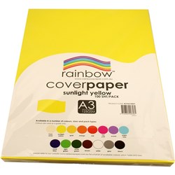 RAINBOW COVER PAPER 125GSM A3 SUNLIGHT YELLOW PACK 100 SHT