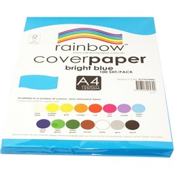 RAINBOW COVER PAPER A4 125GSM BRIGHT BLUE 100 SHEETS RCPA4100BBL
