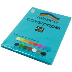 RAINBOW COVER PAPER A4 125GSM BRIGHT BLUE 100 SHEETS RCPA4100BBL