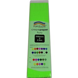 RAINBOW FLURO CREPE PAPER 500mmx2.5m Green