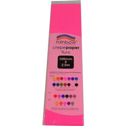 RAINBOW FLURO CREPE PAPER 500mmx2.5m Pink