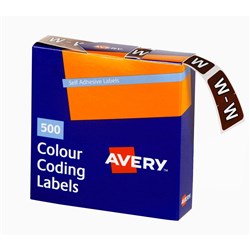 AVERY ALPHABET CODING LABEL W SIDE TAB 25X38MM BROWN PACK OF 500