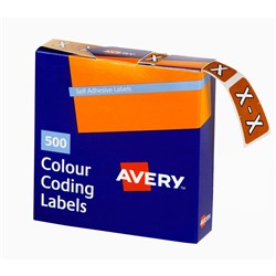 AVERY ALPHABET CODING LABEL X SIDE TAB 25X38MM MUSTARD PACK OF 500