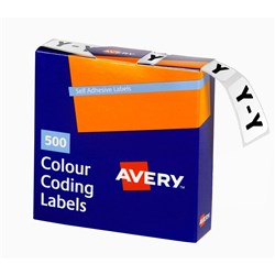 AVERY ALPHABET CODING LABEL Y SIDE TAB 25X38MM WHITE GREY PACK OF 500