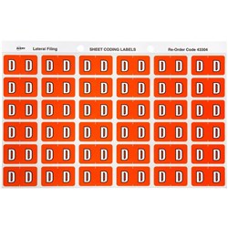 ALPHABETICAL COLOUR CODING LABEL SHEET D PK OF 180