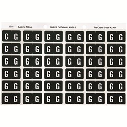 ALPHABETICAL COLOUR CODING LABEL SHEET G PK OF 180