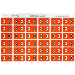 AVERY NUMERIC CODING LABEL 3 SIDE TAB 25X38MM RED PACK OF 180