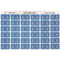 AVERY NUMERIC CODING LABEL 6 SIDE TAB 25X38MM BLUE PACK OF 180