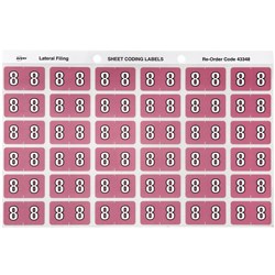 AVERY NUMERIC CODING LABEL 8 SIDE TAB 25X38MM MAUVE PACK OF 180