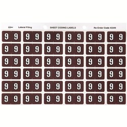 AVERY NUMERIC CODING LABEL 9 SIDE TAB 25X38MM BROWN PACK OF 180