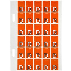 AVERY ALPHABET CODING LABEL D TOP TAB 20X30MM DARK ORANGE PACK OF 150