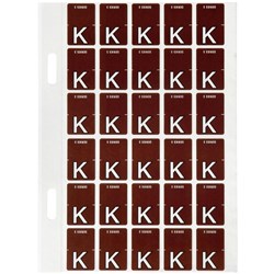 AVERY ALPHABET CODING LABEL K TOP TAB 20X30MM BROWN PACK OF 150