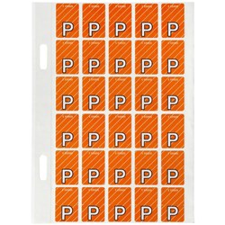 AVERY ALPHABET CODING LABEL P SIDE TAB 20X38MM DARK ORANGE PACK OF 150