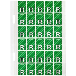 AVERY ALPHABET CODING LABEL R SIDE TAB 20X30MM LIGHT GREEN PACK OF 150