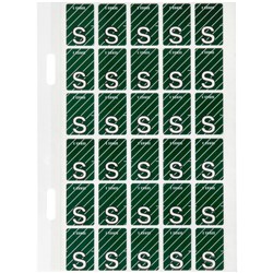 AVERY ALPHABET CODING LABEL S SIDE TAB 20X30MM DARK GREEN PACK OF 150
