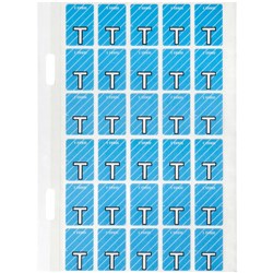 AVERY ALPHABET CODING LABEL T SIDE TAB 20X30MM BLUE PACK OF 150