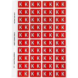 AVERY ALPHABET CODING LABEL K SIDE TAB 25X42MM RED PACK OF 240