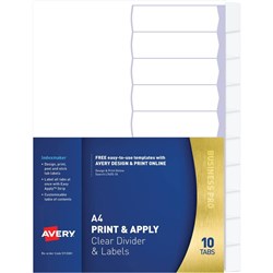 AVERY L7410-5 INDEX MAKER A4 5 TAB DIVIDERS - CLEAR