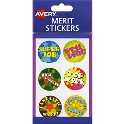 AVERY MERIT STICKERS Brights Pk96 Flatpack