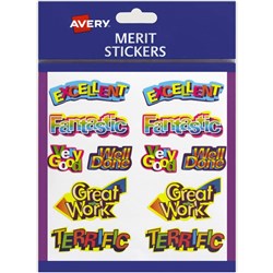 AVERY MERIT STICKERS Caption Shapes 18X30mm Pk120