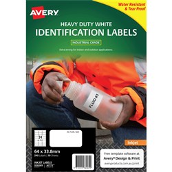 AVERY J4773 DURABLE LABELS 24 UP 64X34MM PACK 10 SHT 936069