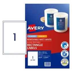 AVERY L7167REV LASER LABELS REMOVABLE 1 SHT 199.6mm x 289.1mm 959150