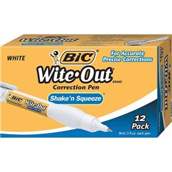 BIC SHAKE & SQUEEZE CORRECTION PEN 8ML PACK OF 12