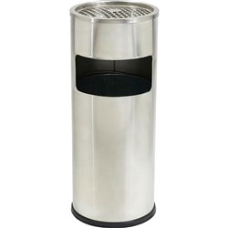 COMPASS LOBBY BIN / ASHTRAY SILVER SATIN FINISH