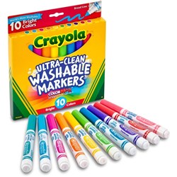 CRAYOLA WASHABLE BROAD MARKER 10 ASSORTED BRIGHT COLOURS