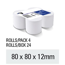 80 x 80 x12mm THERMAL ROLL ACORN SINGLES 188346 calc reg 24 SINGLE ROLLS TO ONE BOX