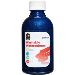 EC WASHABLE WATERCOLOUR PAINTS 250ML GLITTER BLUE