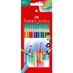 FABER-CASTELL TRIANGULAR PENCILS COLOURED ASSORTED 12s