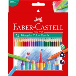 FABER-CASTELL TRIANGULAR PENCILS COLOURED ASSORTED 24s