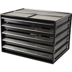 ITALPLAST A4 DOCUMENT CABNET RECYCLED 5 DRAWER BLACK CLEAR
