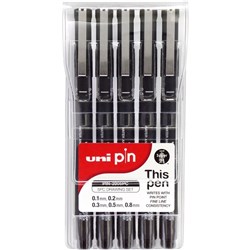 UNIBALL PIN FINELINE PEN ASSORTED 5 PIECE SET PK5