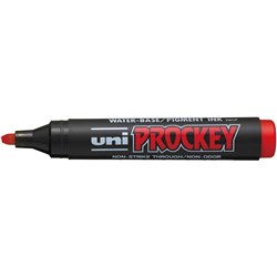 UNI PROCKEY PERMANENT MARKER CHISEL TIP RED BOX OF 12