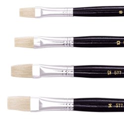 JASART HOG BRISTLE SERIES 577 FLAT BRUSH SIZE 0 PACK OF 12