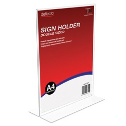 DEFLECTO A4 PORTRAIT STAND UP MENU / SIGN HOLDER 47801 DOUBLE SIDED