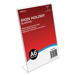 Deflect-O Sign Menu Holder Slanted A6 Portrait Strut Card Holder must buy in 12's