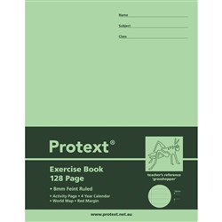 PROTEXT EXRCISE BOOK 225X175MM 8MM RULED 128 PAGES GRASSHOPPER