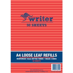 WRITER BINDER REFILLS A4 14MM DOTTED THIRDS PACK OF 50