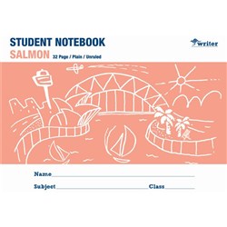 WRITER STUDENT NOTEBOOK 175X240MM PLAIN 32 PAGES SALMON