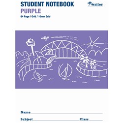 WRITER STUDENT NOTEBOOK 175X250MM GRID PURPLE 64 PAGES Minimum buy quantity of 20
