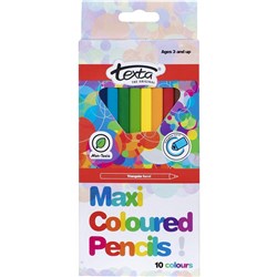 TEXTA MAXI TRIANGULAR PENCILS ASSORTED PACK OF 10