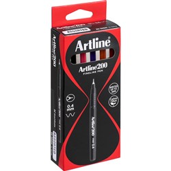ARTLINE 200 0.4MM ASSORTED MARKERS 8 COLOURS BOX 12