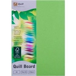 Quill Board 210GSM A4 Lime Pack 50