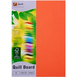 Quill Board 210GSM A4 Orange Pack 50