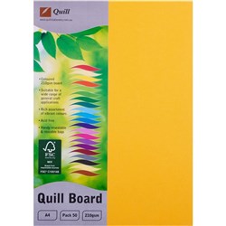 Quill Board 210GSM A4 Sunshine Pack 50