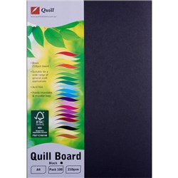 Quill Board 210GSM A4 Black Pack 100